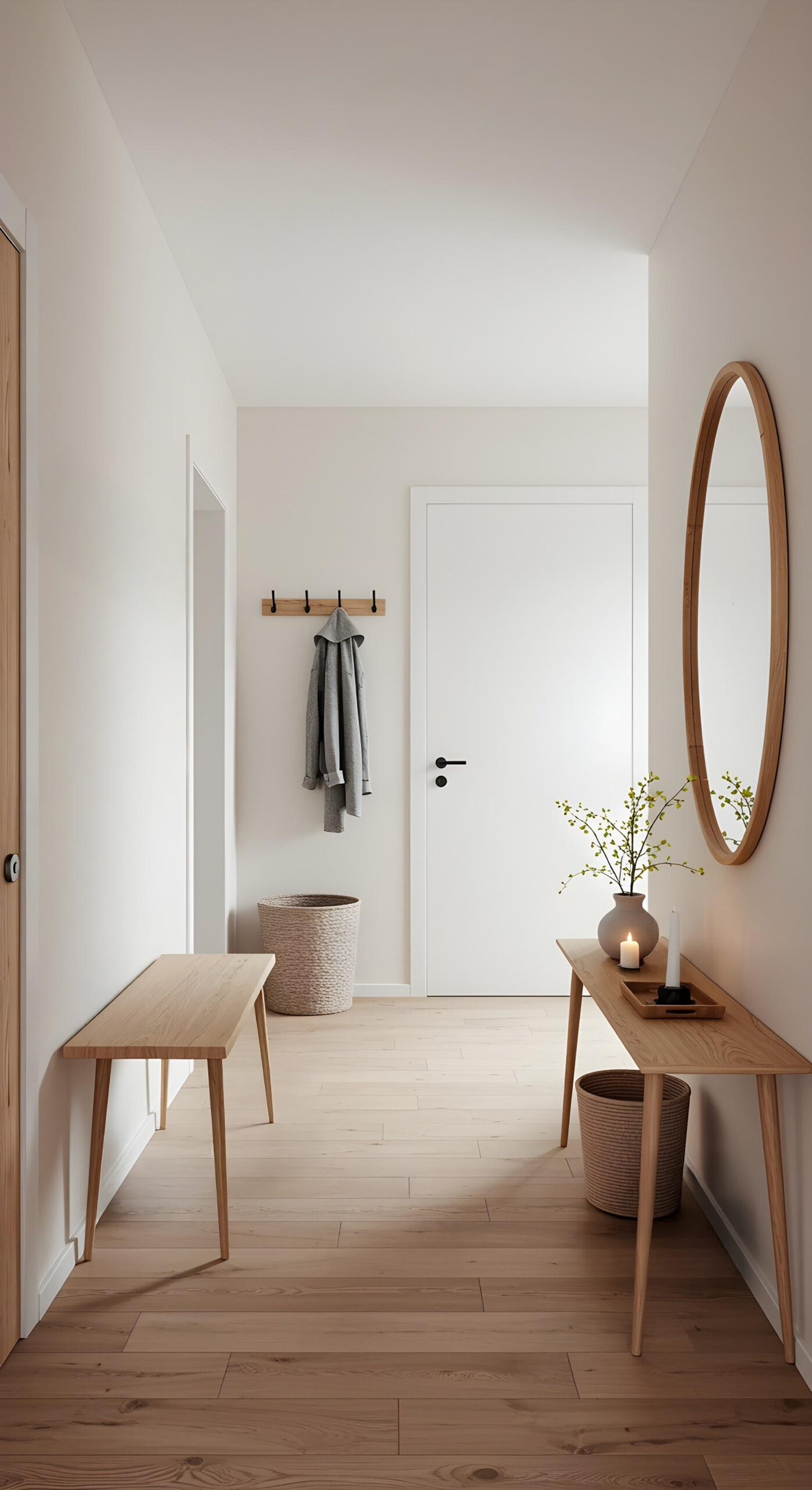 minimalist-hallway-interior-with-wood-flooring-console-table